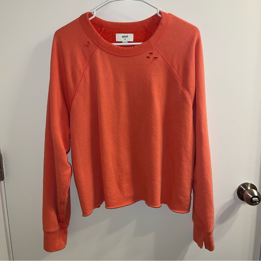 Aerie Coral Distressed Top